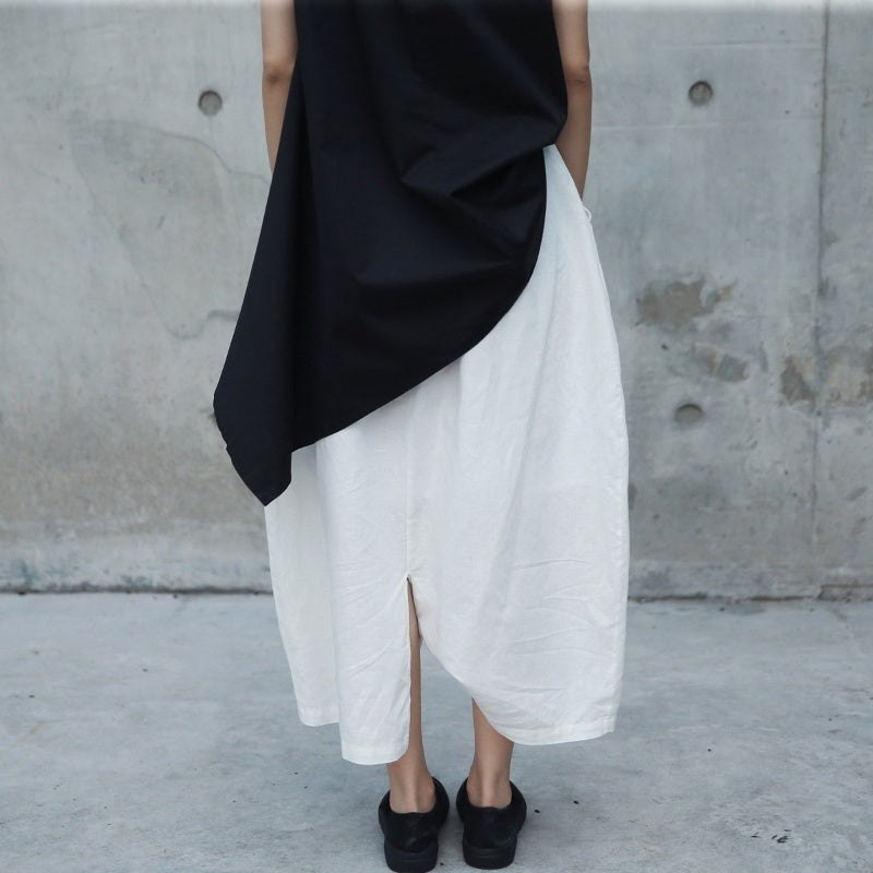 White Cotton Linen Pants Circular Linen Loose Casual Culotte Buy Center