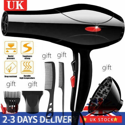 Sèche-cheveux de style professionnel 2200 W avec concentrateur de buse et souffleur Pro Salon Heat UK