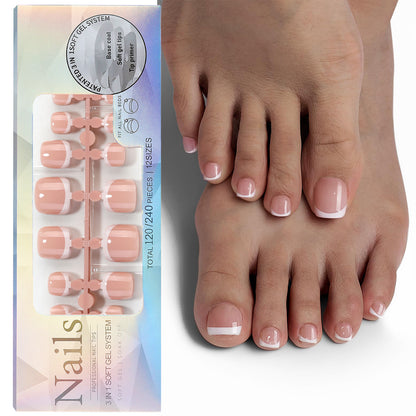 Just Arrived at Buy Center: French Nail Finished Wear Nail Frosted Toe Nail Patch 120pcs Wear Toenail 06