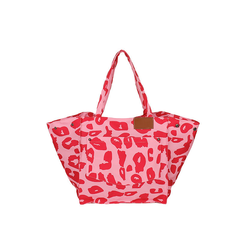 Popular Leopard Print Large Capacity Nylon Canvas Tote Dot Bag Buy Center