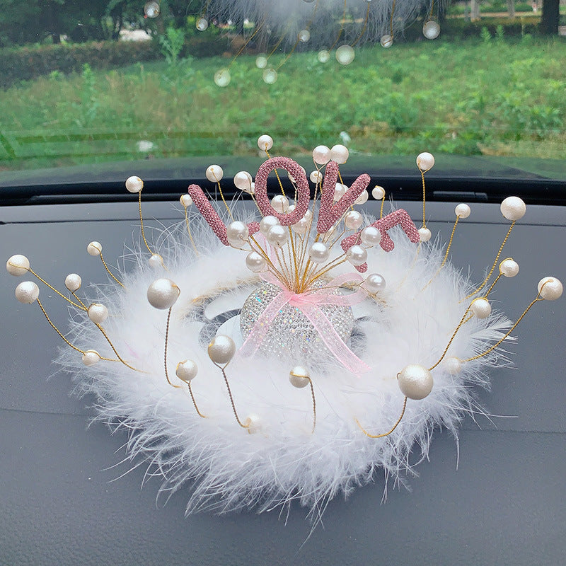 Fresh Arrivals at Buy Center: Innovative Car Decoration Vehicle Center Console Diamond Star Decoration Ornaments Pink Love Feather Pad