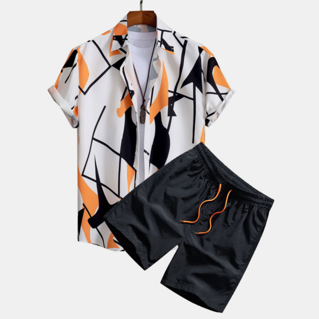 Traje informal para hombre con estampado digital 3D, camisa de manga corta, traje hawaiano