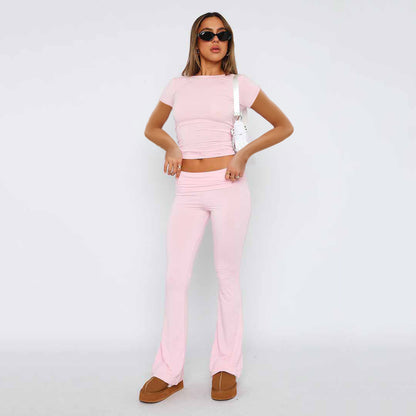 Buy Center Trend-Fashion Slimming Solid Color Blouse And Pants Women