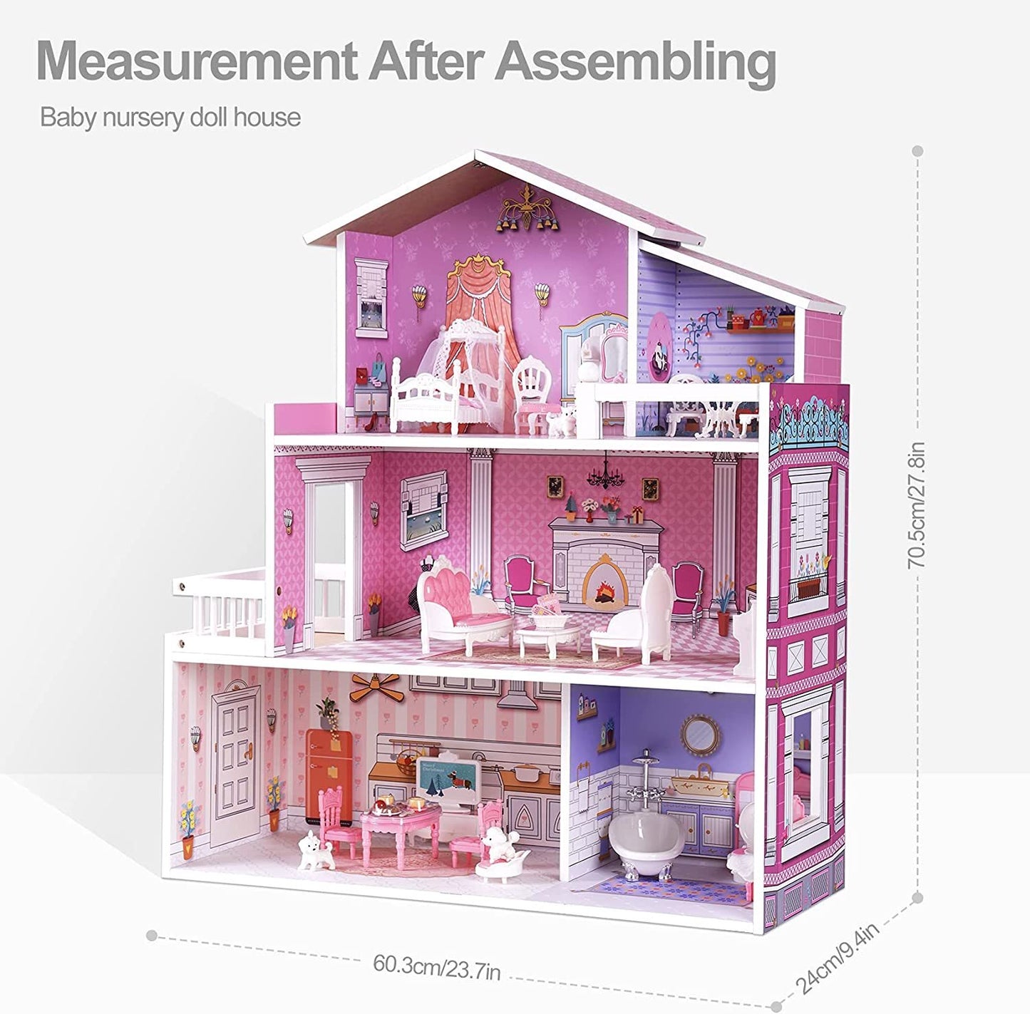 Fresh Arrivals at Buy Center: ROBOTIME 3 Levels Wooden Dollhouse Furniture Dreamhouse Girls Mansion Gift