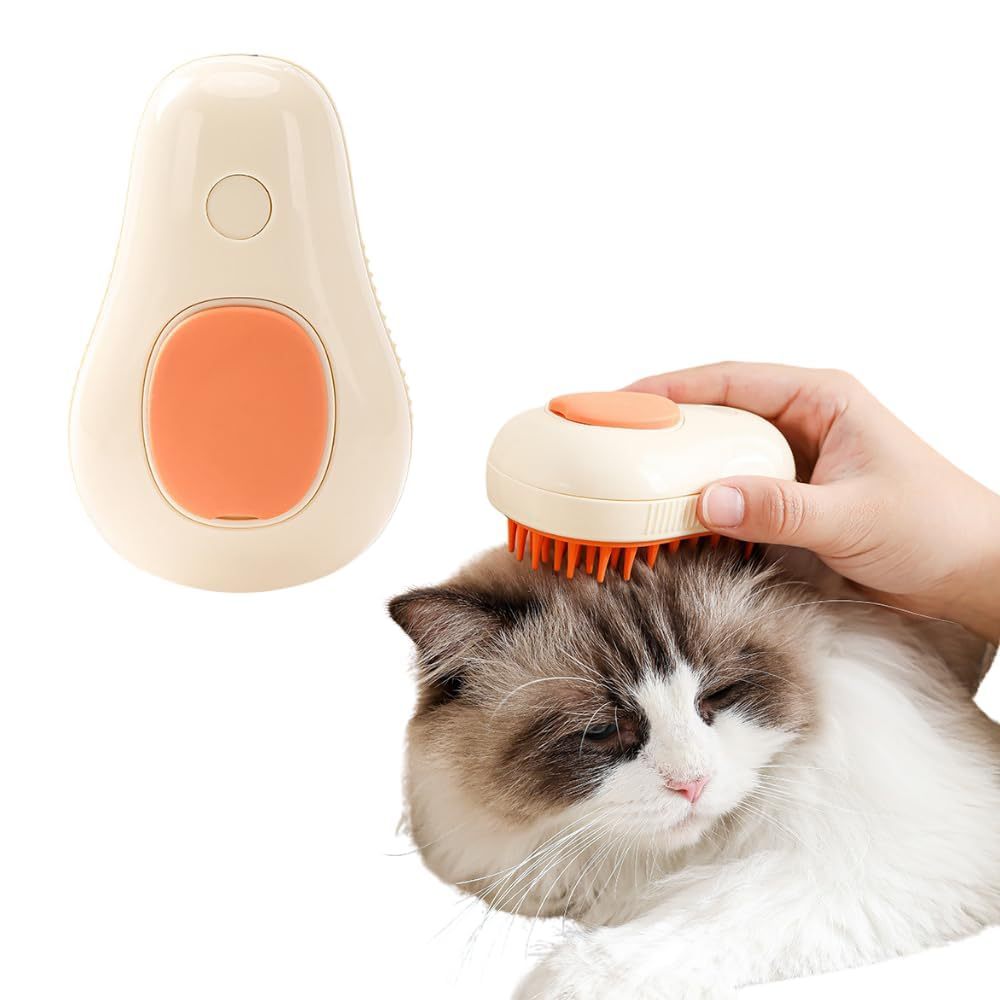 New Cat Steam Brush 3 In 1 Cat Comb For Massage, Self Cleaning Cat Brush With Water Rechargeable Silicone Dog Steam Brush Cat Bath Brush Eliminates Flying And Tangled Hair Cat Grooming Comb White