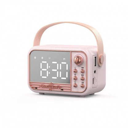 Fresh Arrivals at Buy Center: Bluetooth Audio Retro Mini Portable Wireless Card Vehicle-mounted Speakers Desktop Audio Alarm Clock Style Pink