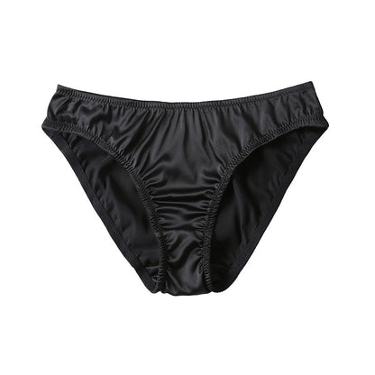 Trending Now at Buy Center: Solid Color Thin Silk Breathable Briefs Black