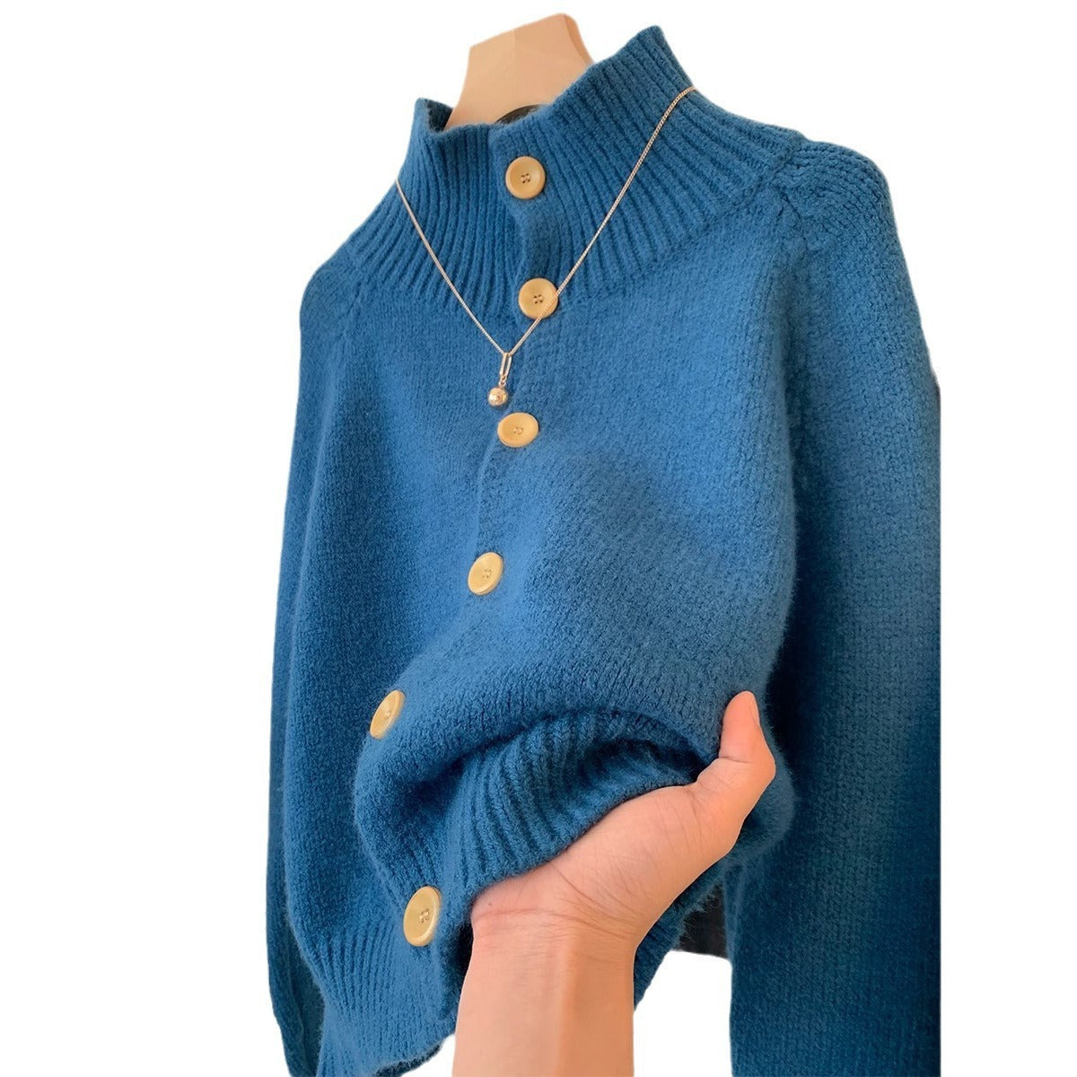 High Collar Soft Glutinous Cropped Sweater Coat Buy Center