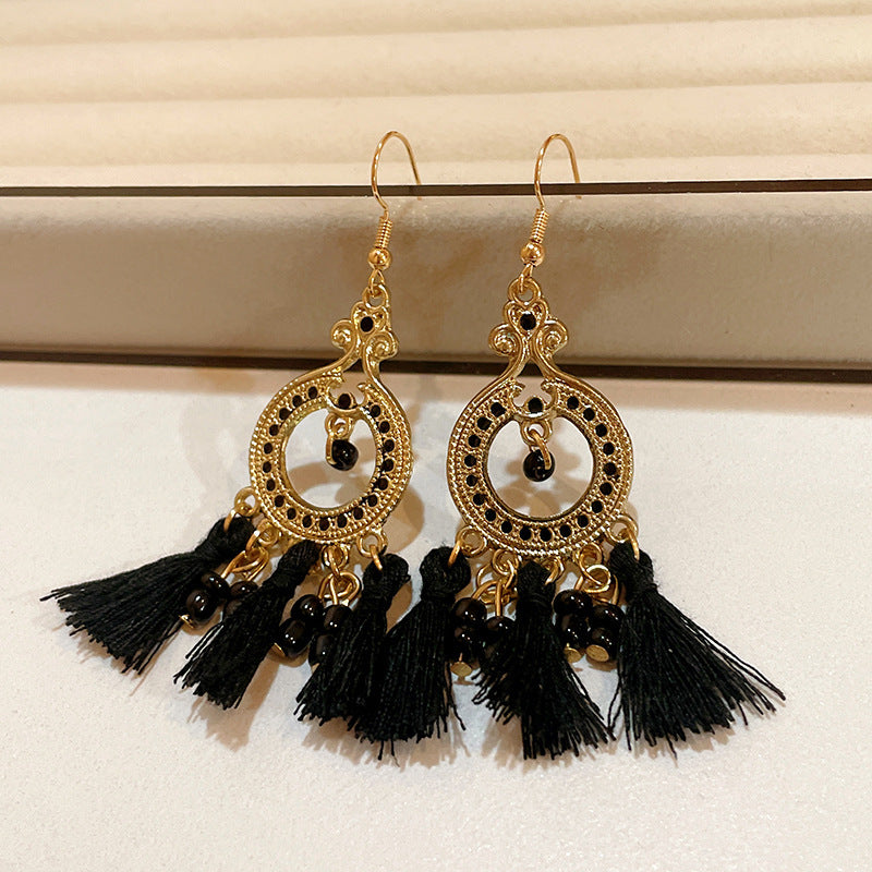 Buy Center Handpicked- Bohemian Retro Fashion Earrings For Women Ear Hook Black And Golden