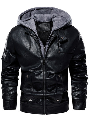 Manteau en cuir pour homme taille américaine tendance et chaud