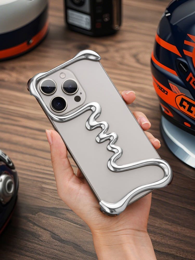 Buy Center Hot Pick-Alien Metal Frameless Skeleton Half Package Hollow Ultra-thin Heat Dissipation Anti Drop Phone Protective Case