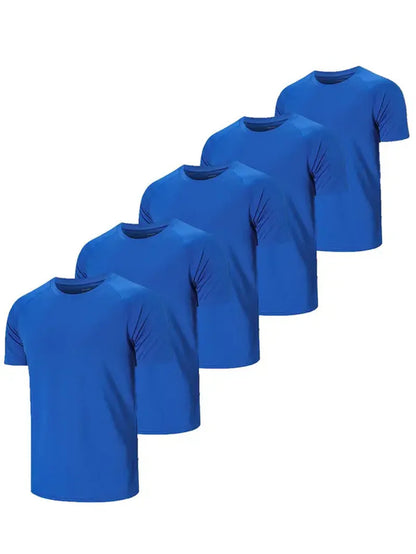 Fresh Arrivals at Buy Center: Solid Color Slim-fit Short-sleeved T-shirt All-matching Blue