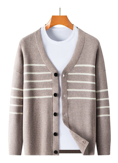 Young And Middle-aged Loose Knit Coat Casual V-neck Top