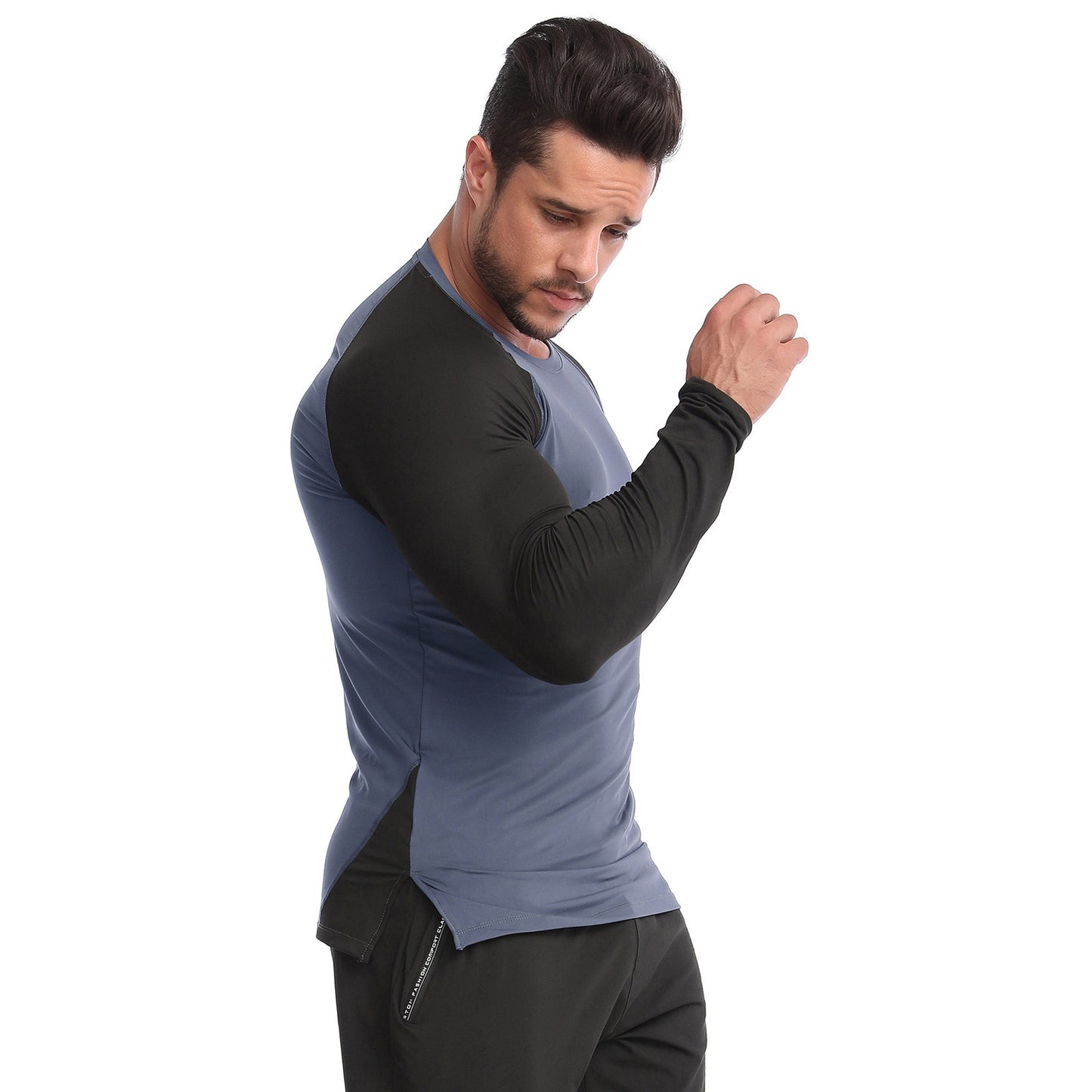 Just Arrived at Buy Center: Fitness Clothes Men's High Elastic Breathability PRO Quick-drying Iron Grayish Black 1pcs