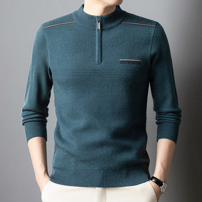 Men's Half-turtleneck Zipper Sweater For Middle-aged And Elderly People Buy Center