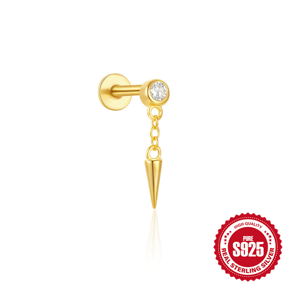 Buy Center Handpicked- S925 Sterling Silver Tassel Cartilage Horse Eye Zircon Piercing Ear Stud Single Golden 5