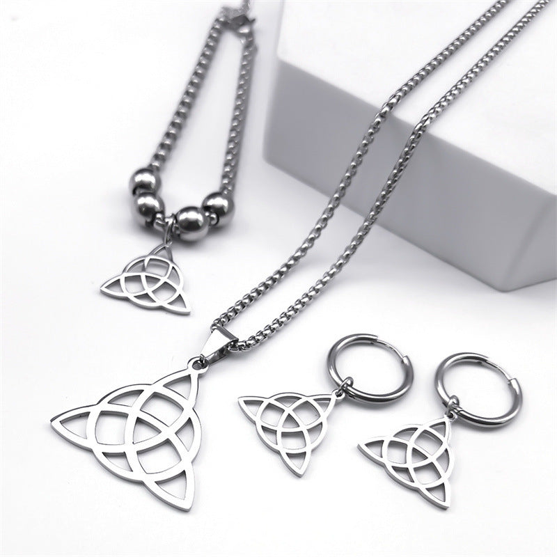 Collier pendentif triangle cercle en acier inoxydable