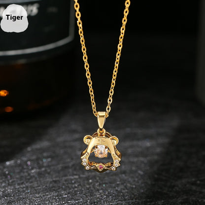 Buy Center Deal-Ins Zodiac Smart Necklace Micro-inlaid Tiger 18K Gold Plating