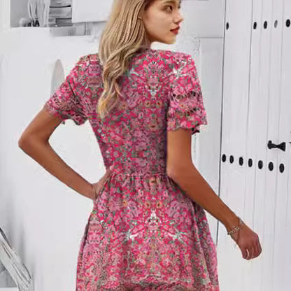 Trending Now at Buy Center: Digital Printed Waist-controlled V-neck Dress