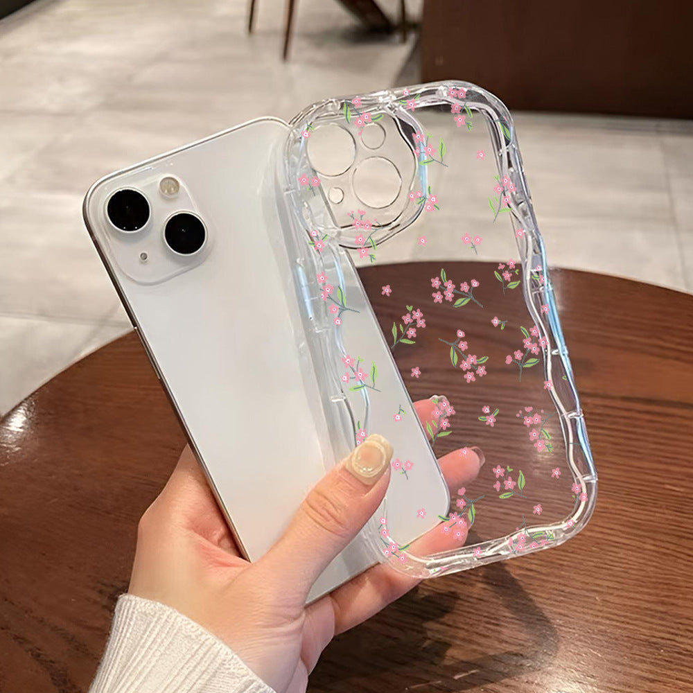 Buy Center Special-Fashion Brand Cream Pattern Transparent Case 15 Phone CaseFlowers