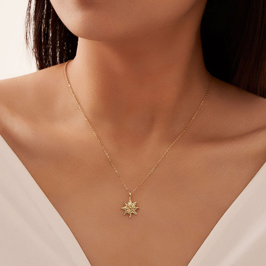 S925 Sterling Silver Hammered Star Pendant Necklace 14K Gold Plated Chain | Jewelry & Watches4 | Buy Center