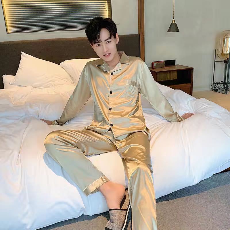 Hot New Arrivals at Buy Center: Men's Fashion Large Size Silk Pajamas Suit 105Style