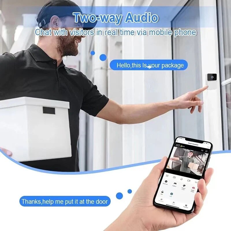 WIFI Video Doorbell Camera Wireless Night Vision Smart Home Security HD Door Bell Two Way Intercom Voice Change For Home Buy Center