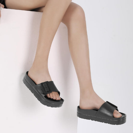 Trending Now at Buy Center: Adjustable Buckle Simple Fashion Comfortable Lightweight Cushion Slippers