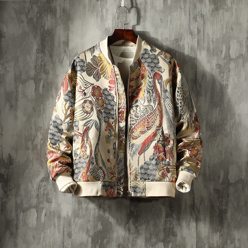 Chaqueta de béisbol vintage con cuello y bordado para jóvenes