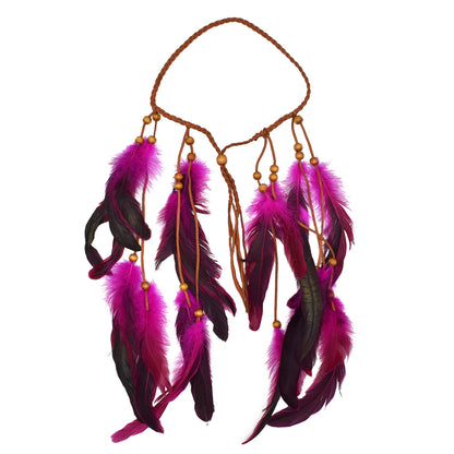 Newly Released at Buy Center: Feather Hair Band New Retro Fringed Headwear Rose Red