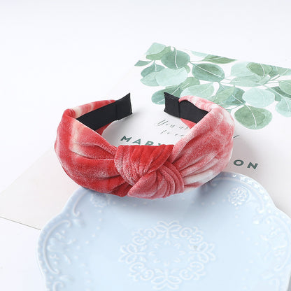 Buy Center Trend-Fabric Headband Tie-dyed Velvet Knotted Headband Thickened Red Fabric