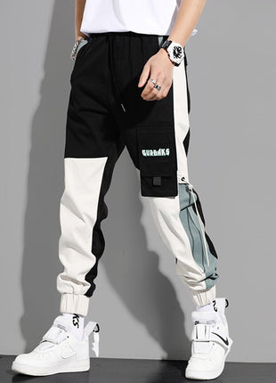 Men's Versatile Ankle-tied Stitching Drawstring Thin Casual Pants