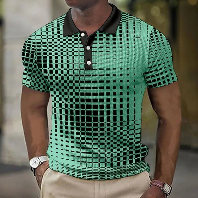 Newly Released at Buy Center: Fashion Plaid Pattern Men's Casual Short-sleeved Top DXPOLO498