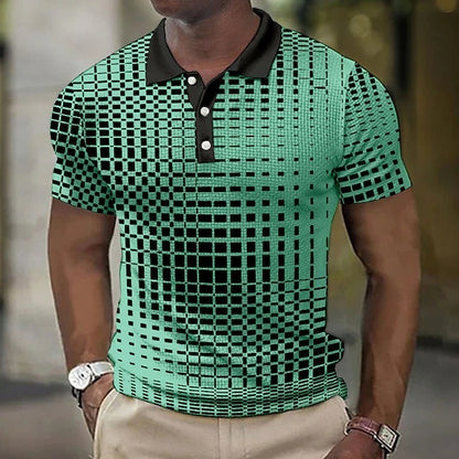 Newly Released at Buy Center: Fashion Plaid Pattern Men's Casual Short-sleeved Top DXPOLO498