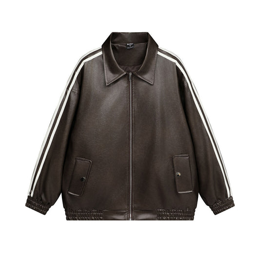 Buy Center Top Rated-Hip Hop American Style Loose Leather Coat