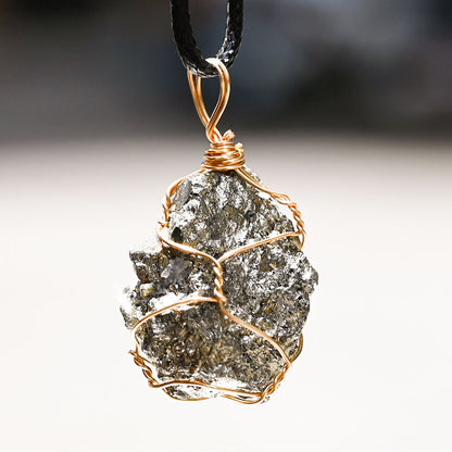 Buy Center Top Rated-Cross-border Natural Crystal Pyrite Rough Stone Winding Pendant Copper Wire Pendant Winding Golden Thread