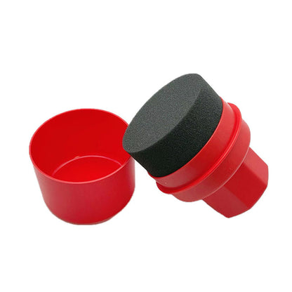 Newly Released at Buy Center: Car Tire Polishing Sponge Brush High-density Waxing Sponge Hand-held Tire Oil Sponge With Lid Red Flat Mouth Regular Sponge 85X85X120MM