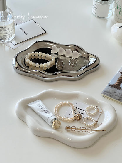 Just Arrived at Buy Center: Single-Layer Light Luxury Cloud Ceramic Jewelry Storage Tray