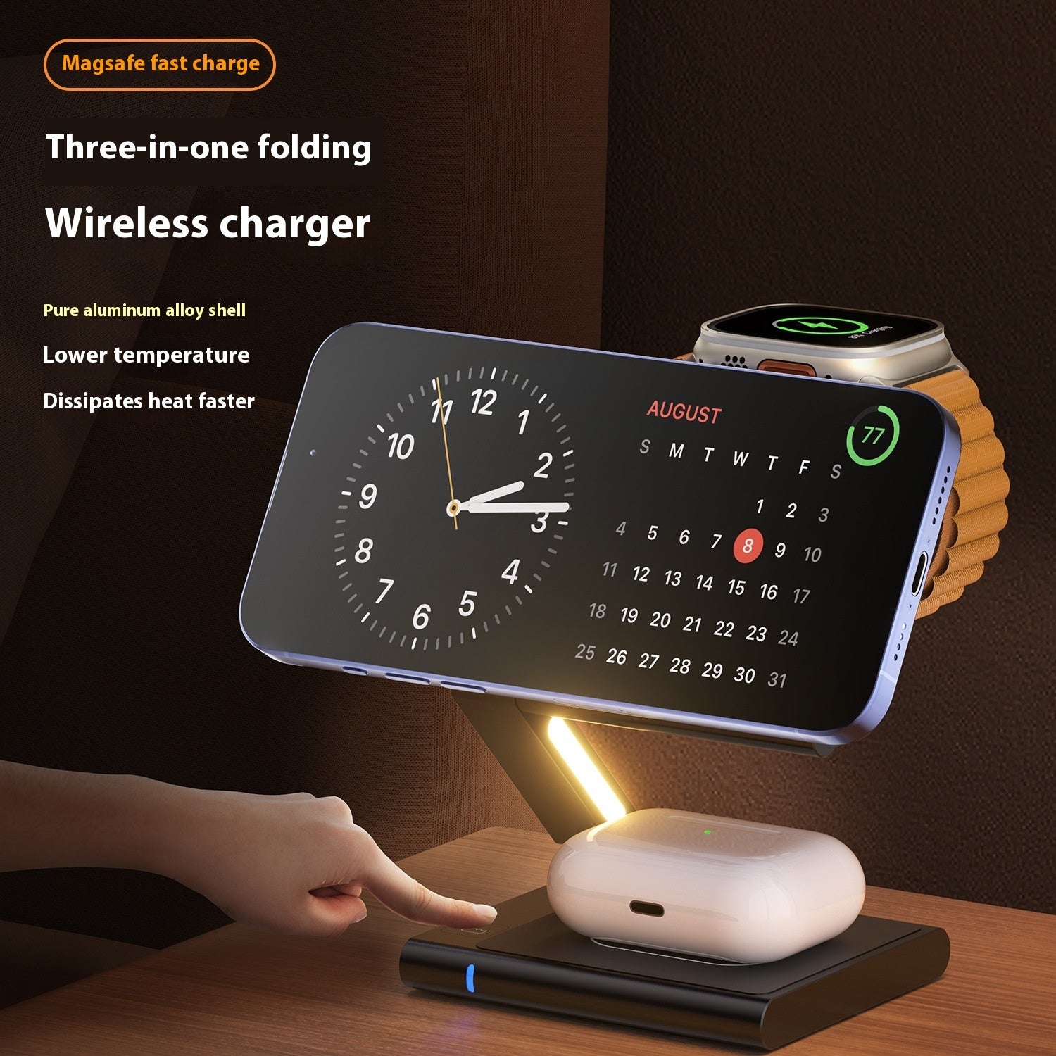 Folding Mobile Phone Headset Watch Three-in-one Wireless Charger Buy Center