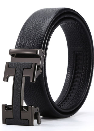 Ceinture d'affaires à boucle automatique en cuir pour homme