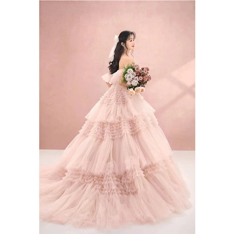 Street Photography Pettiskirt Colored Mesh Temperament Banquet Light Wedding Dress Buy Center