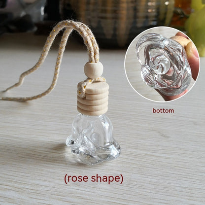 Fresh Arrivals at Buy Center: Car Empty Perfume Bottle Rearview Mirror Pendant Car Glass Bottle Empty Rose Colorful Ropes