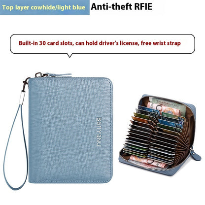 Fresh Arrivals at Buy Center: Guangzhou Banyanu Leather Factory Card Holder Female Light Blue 30 card slots