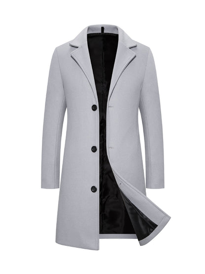 Men's Woolen Coat Slim-fit Mid-length Trench Coat Buy Center