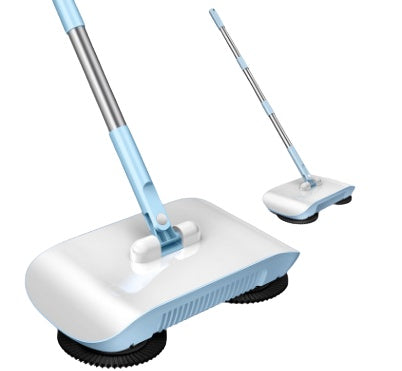 Hand Push Sweeper Household Broom Dustpan Mop Floor All-in-one Machine Gift Mop Sweeper Blue