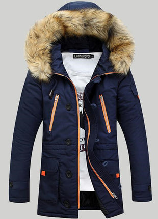 Autumn and winter thick padded jacket men's slim hooded padded jacket