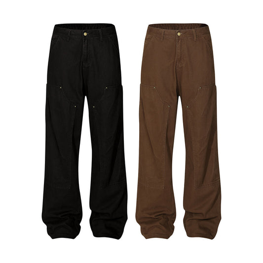 Fresh on the Scene at Buy Center: Punk Wash Denim Logging Pants Men's Mountain Outdoor Sports Loose Wide Straight All-matching Daddy Pants Tide