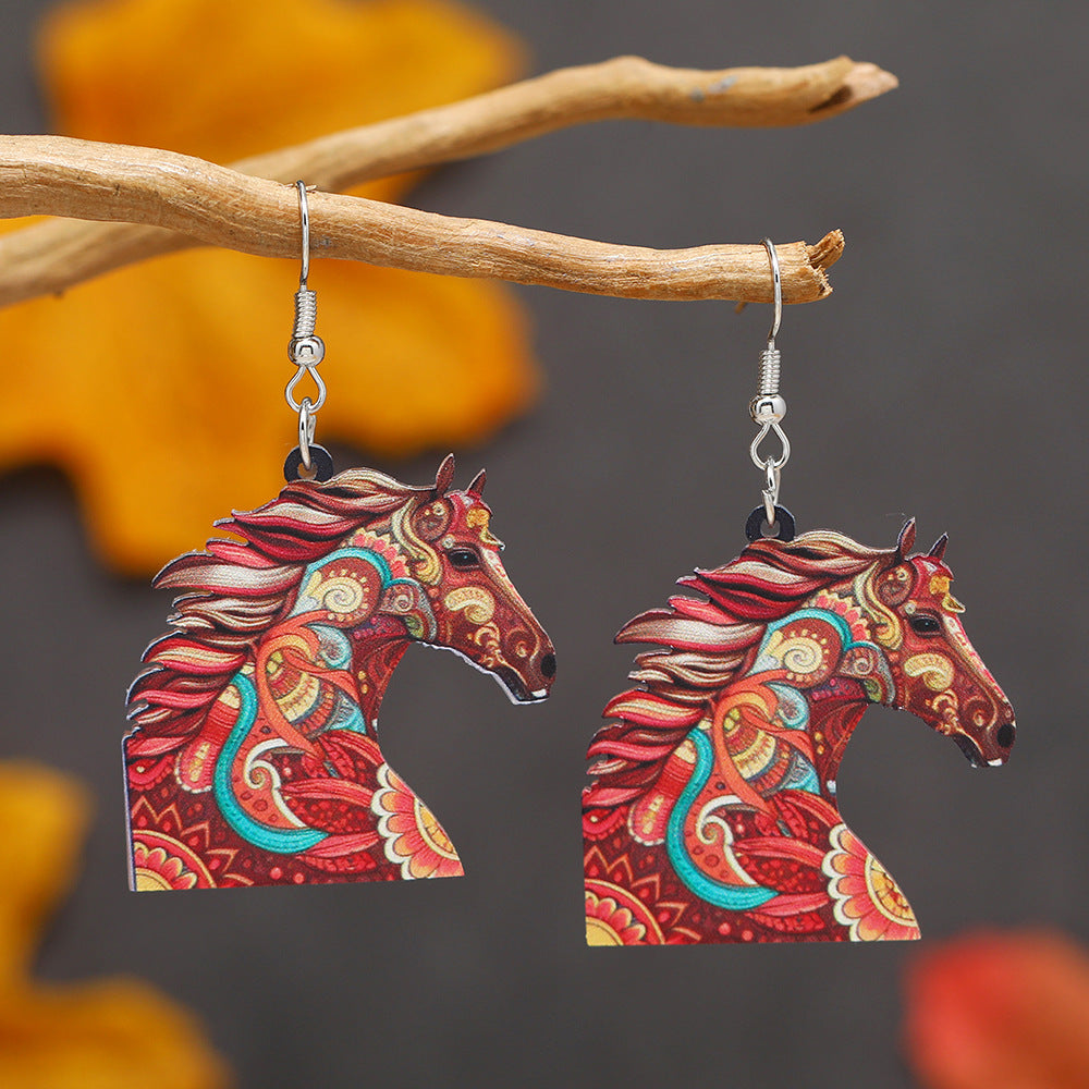 Buy Center Picks-Colorful Fox Cat Horse Parrot Bird Acrylic Earrings For Carnival WEH4524