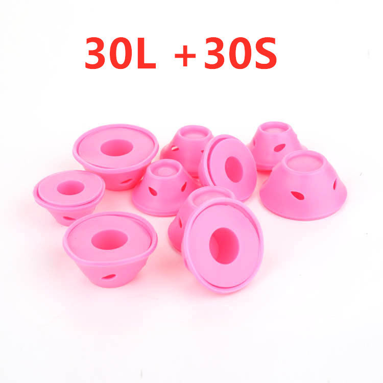 Hot New Items at Buy Center: Soft Rubber Magic Hair Care Rollers Silicone Hair Curlers No Heat Hair Styling Tool 30L and 30S pink