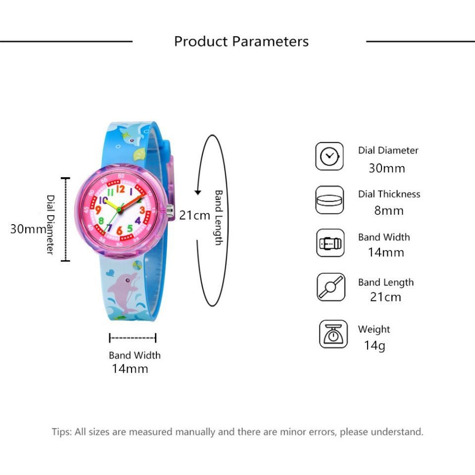 Reloj de silicona transparente con dibujos animados para niños